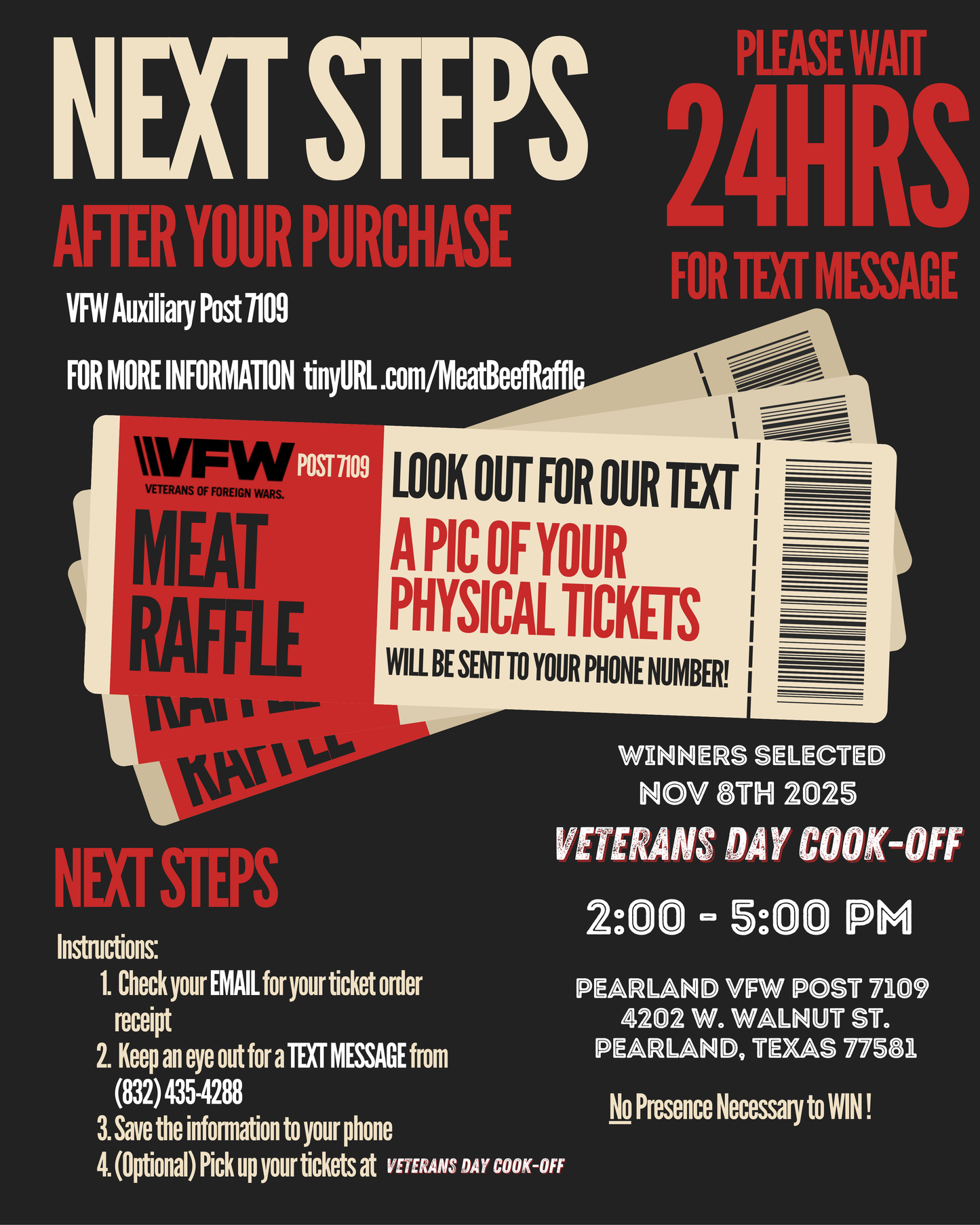 Beef Raffle Ticket - Pearland VFW & Auxiliary Post 7109